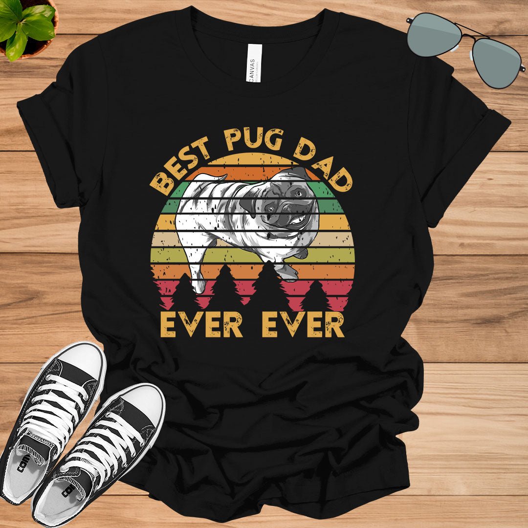 Retro Vintage Best Pug Dad Ever T-Shirt.