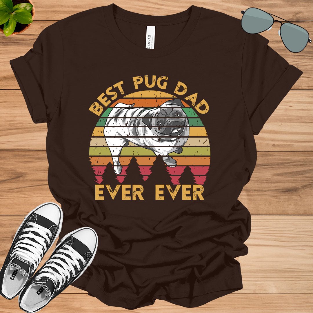 Retro Vintage Best Pug Dad Ever T-Shirt.