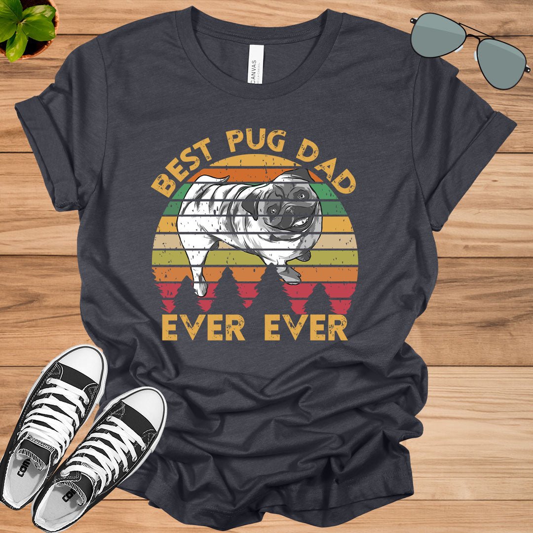 Retro Vintage Best Pug Dad Ever T-Shirt.