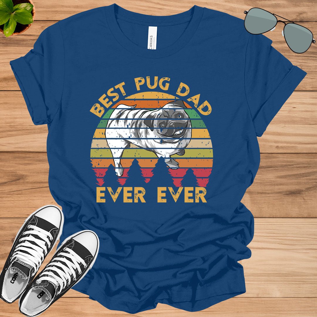 Retro Vintage Best Pug Dad Ever T-Shirt.