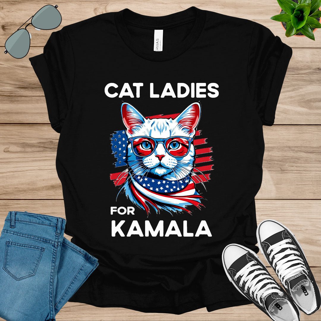 Cat Ladies for Kamala Funny Cat 2024 President Kamala - Harris Unisex t - shirt - tee1spread