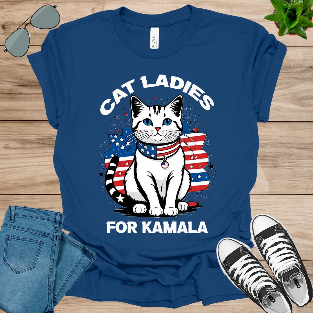 Cat Ladies for Kamala Funny Cat 2024 President Kamala - Harris Unisex t - shirt - tee1spread