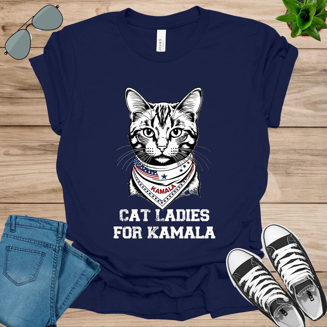 Cat Ladies for Kamala Funny Cat 2024 President Kamala - Harris Unisex t - shirt - tee1spread