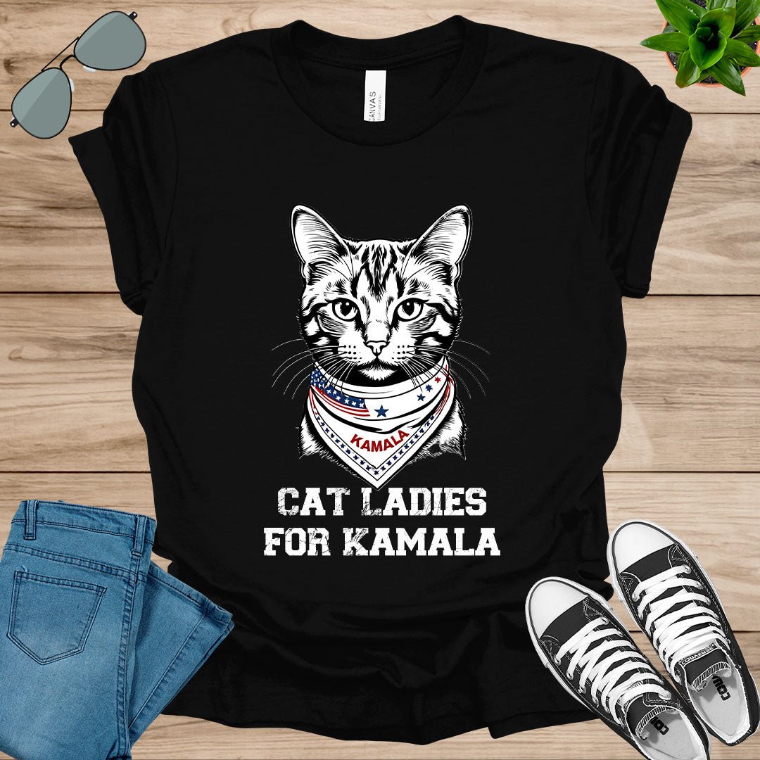 Cat Ladies for Kamala Funny Cat 2024 President Kamala - Harris Unisex t - shirt - tee1spread