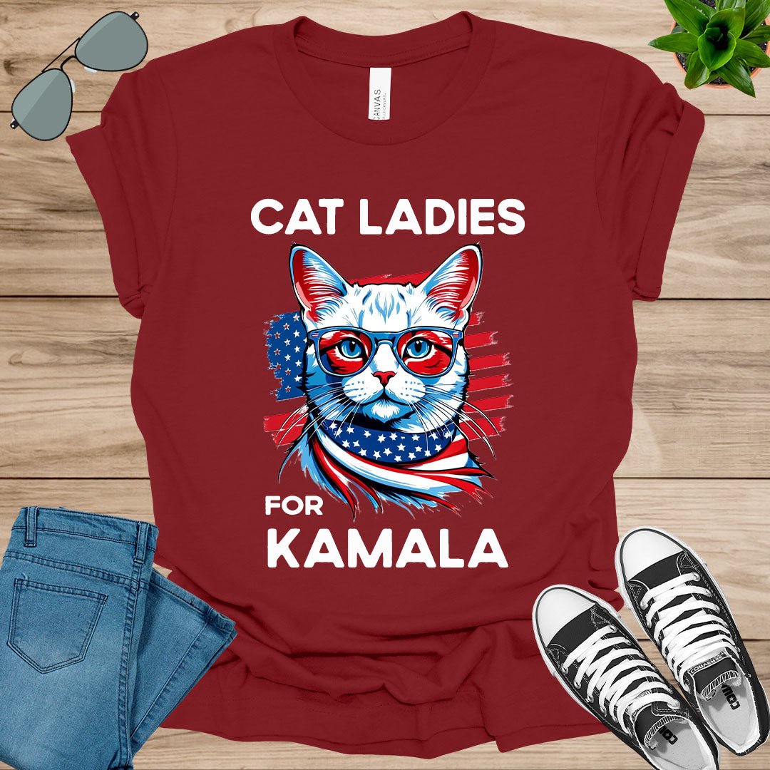 Cat Ladies for Kamala Funny Cat 2024 President Kamala - Harris Unisex t - shirt - tee1spread