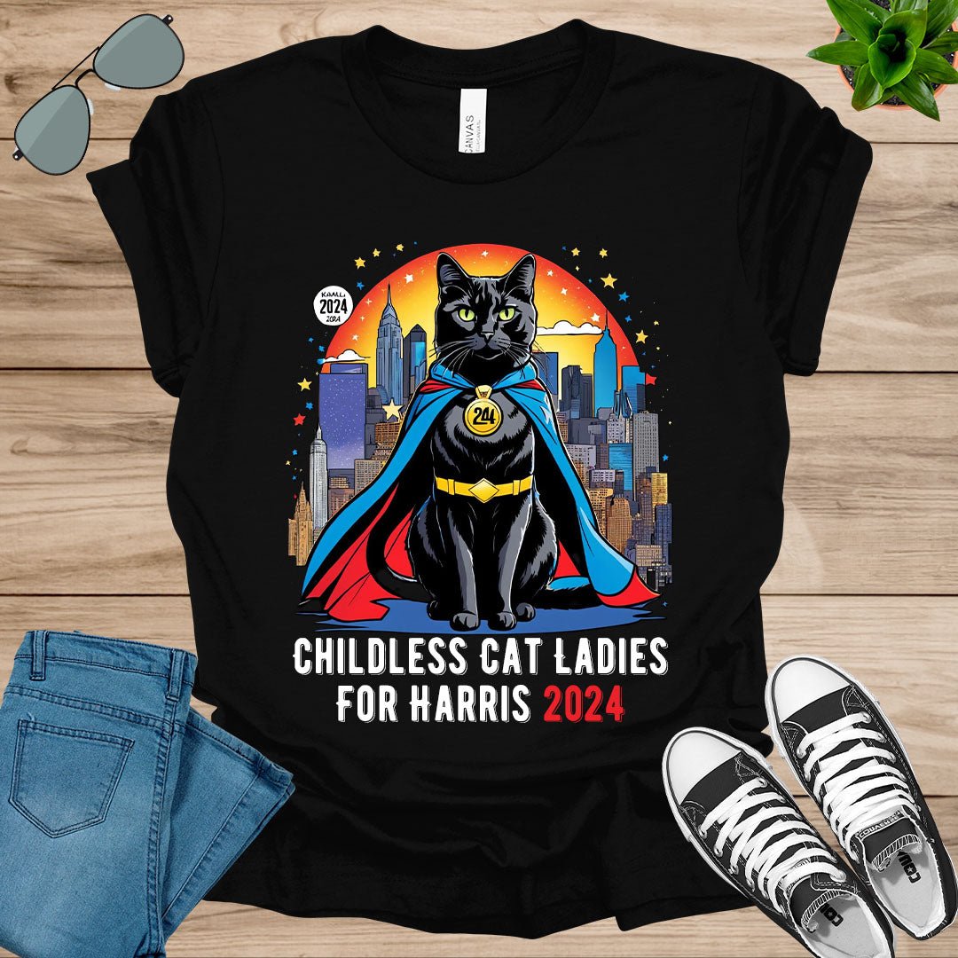 Cat Ladies for Kamala Funny Cat 2024 President Kamala - Harris Unisex t - shirt - tee1spread