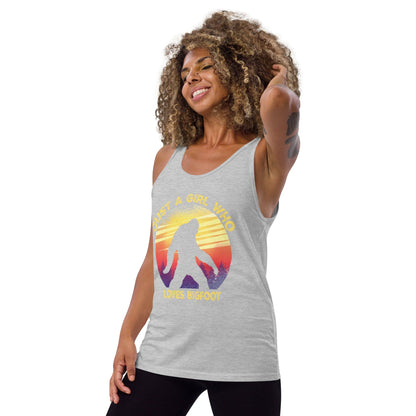 Just a Girl Who Loves Sasquatch - Bigfoot Girl Unisex Tank Top.