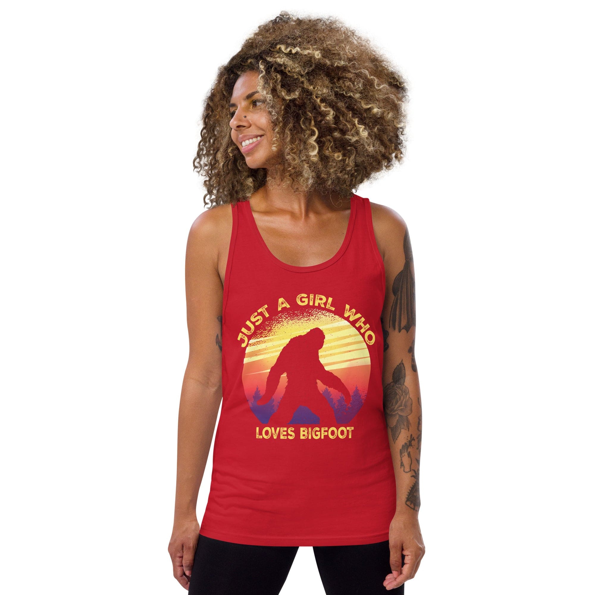 Just a Girl Who Loves Sasquatch - Bigfoot Girl Unisex Tank Top.