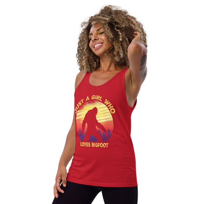 Just a Girl Who Loves Sasquatch - Bigfoot Girl Unisex Tank Top.