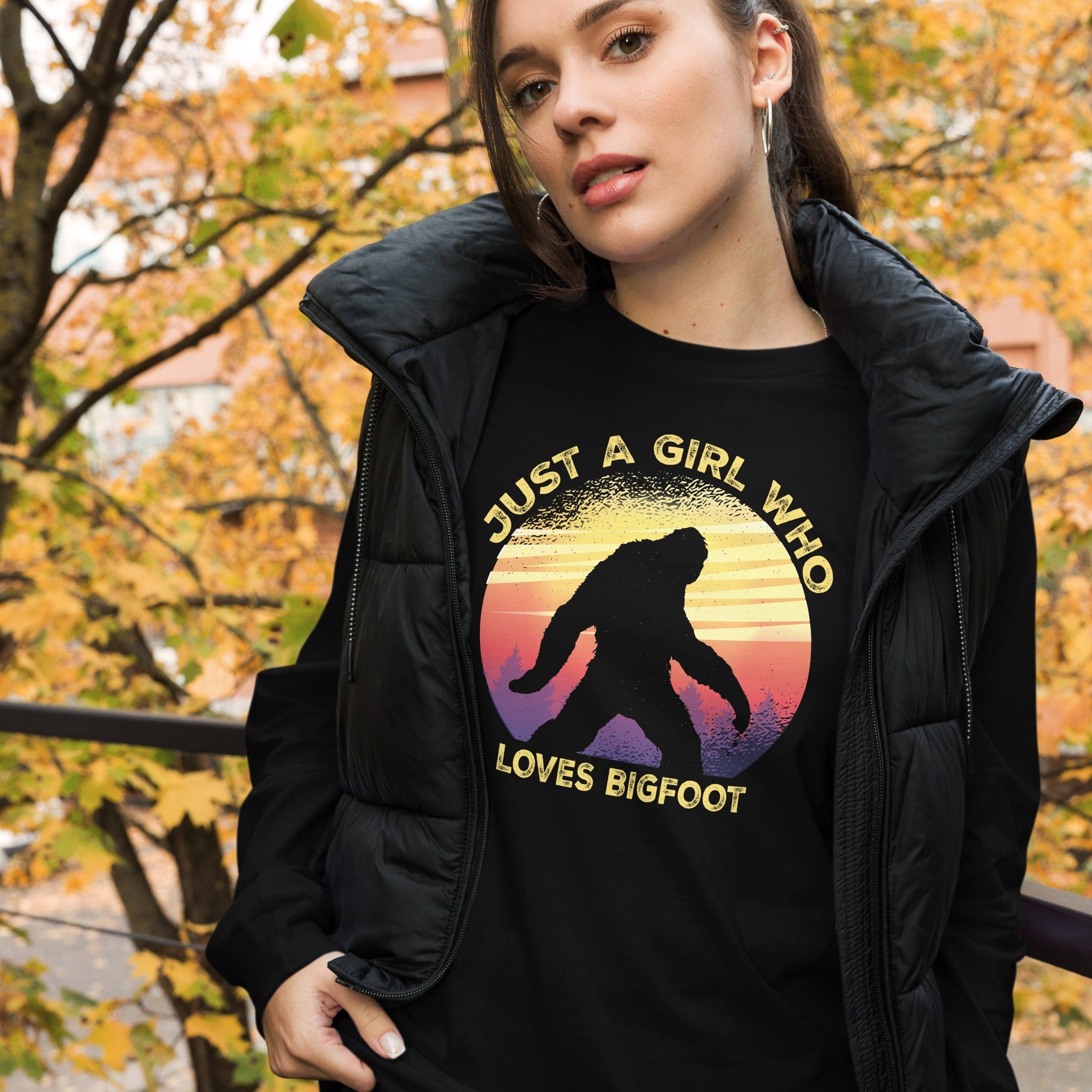 Just a Girl Who Loves Sasquatch - Bigfoot Girl Unisex Long Sleeve Tee.