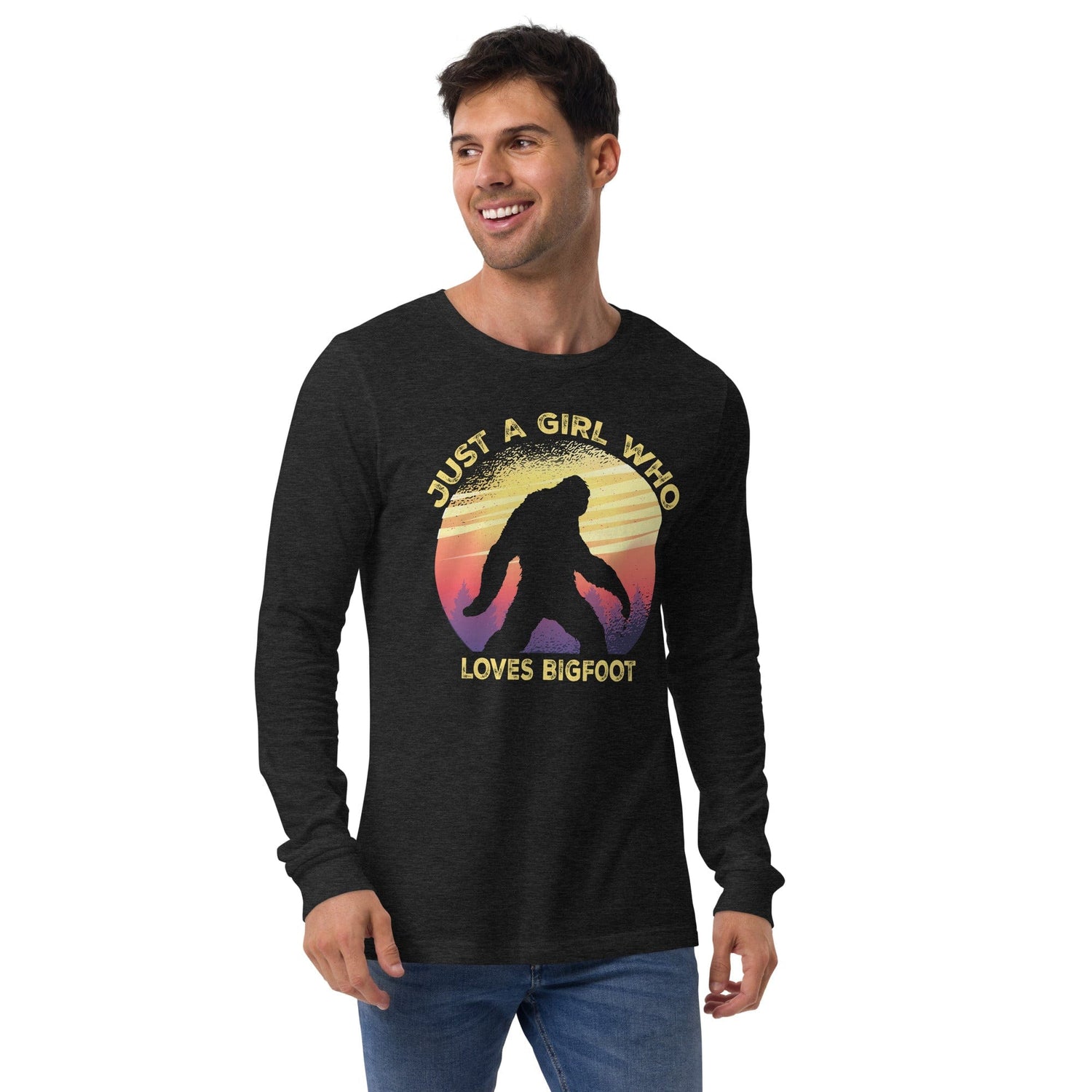 Just a Girl Who Loves Sasquatch - Bigfoot Girl Unisex Long Sleeve Tee.