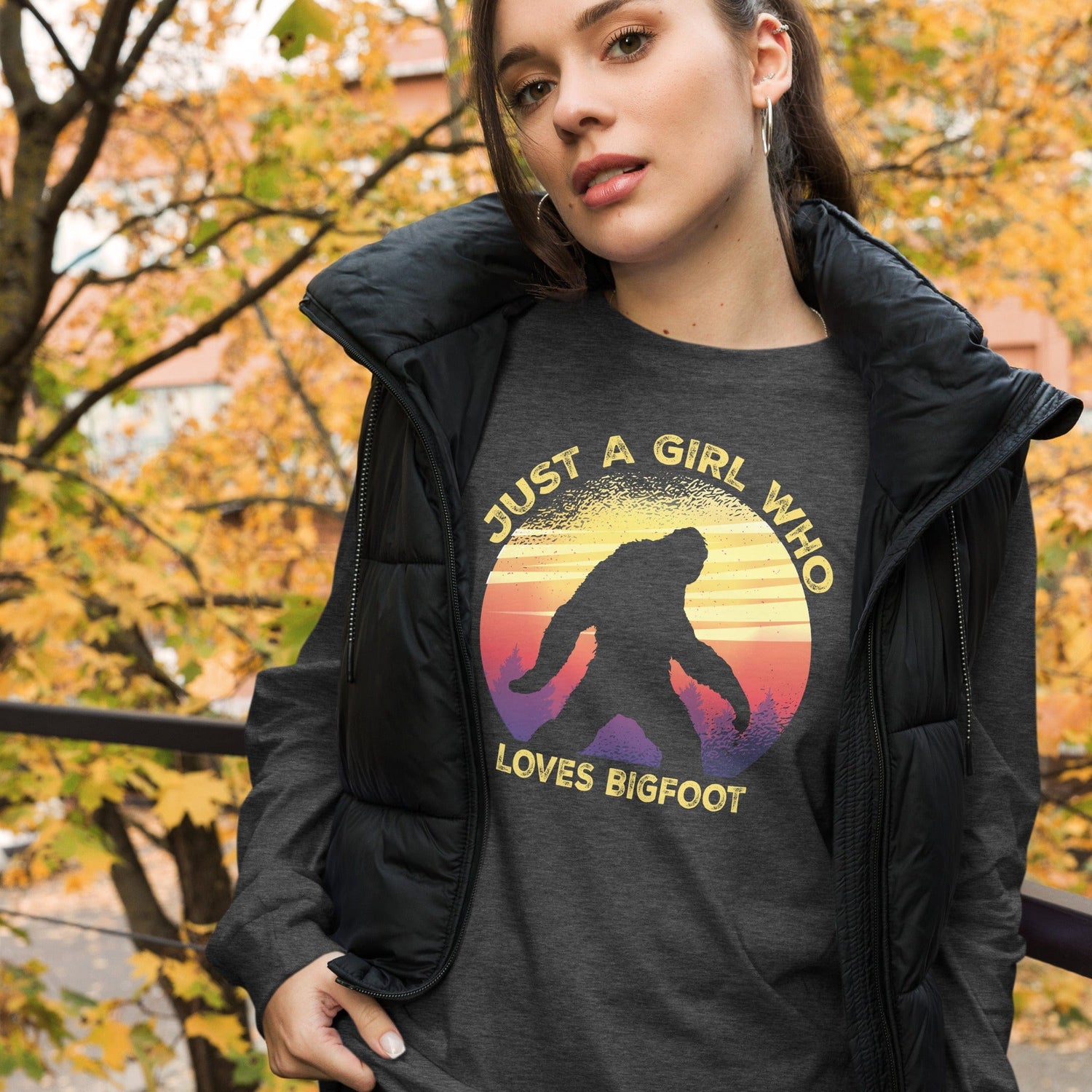 Just a Girl Who Loves Sasquatch - Bigfoot Girl Unisex Long Sleeve Tee.