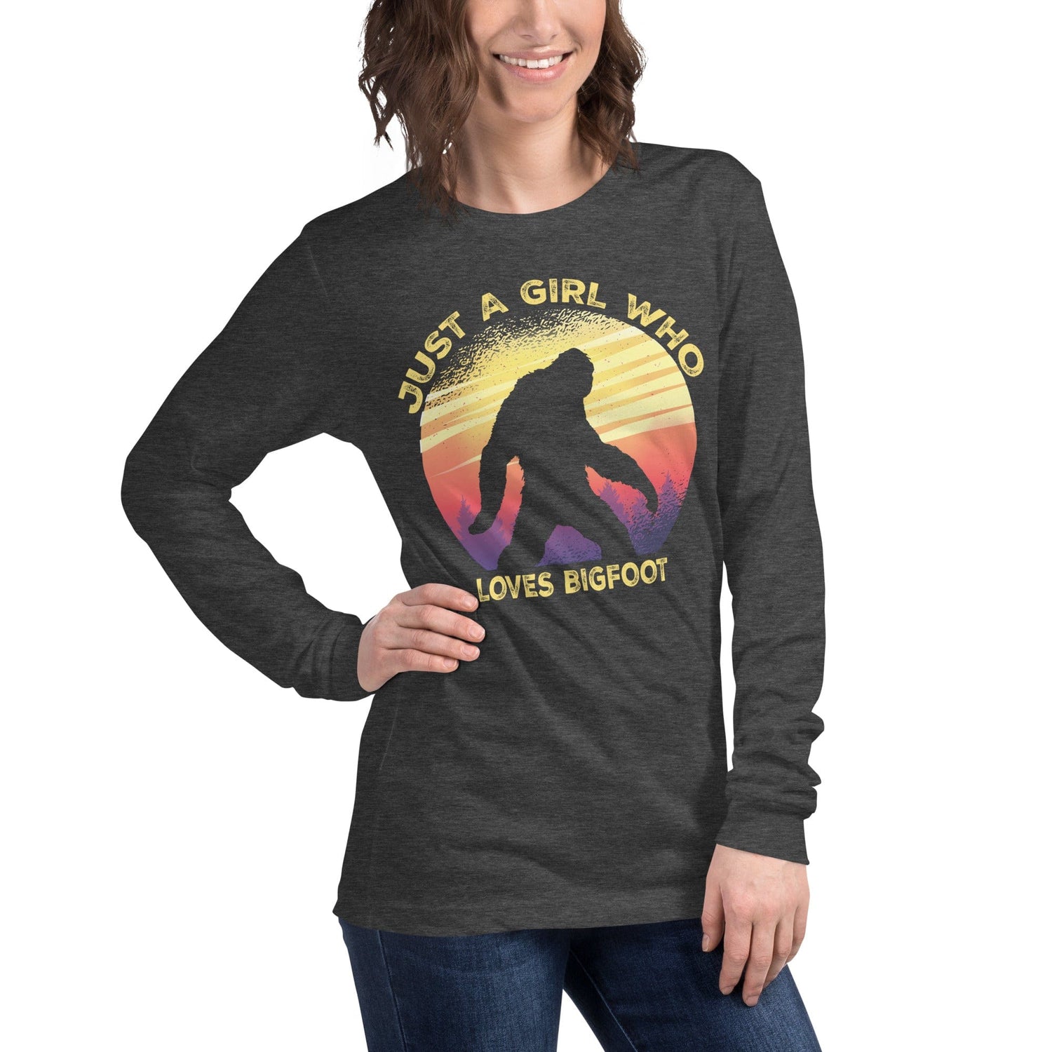 Just a Girl Who Loves Sasquatch - Bigfoot Girl Unisex Long Sleeve Tee.