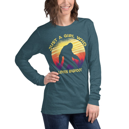 Just a Girl Who Loves Sasquatch - Bigfoot Girl Unisex Long Sleeve Tee.